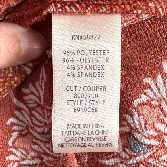 Max Studio Burnt Orange Floral Ruffled Tiered Smocked Maxi Dress Women's Size XL - Picture 11 of 11